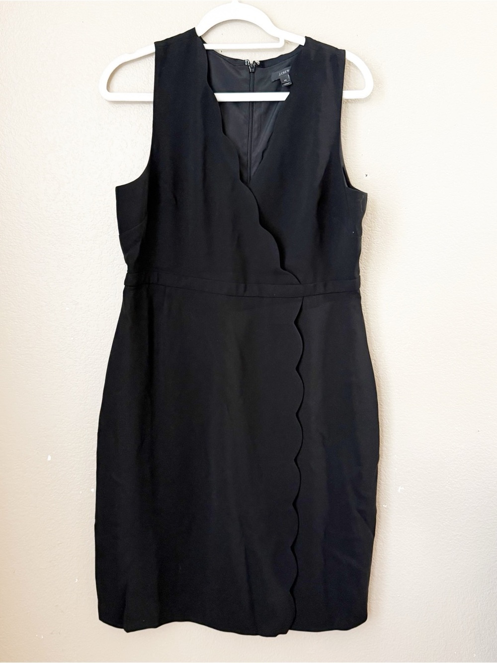 J. Crew Black Scalloped Sheath Midi Dress size 14
